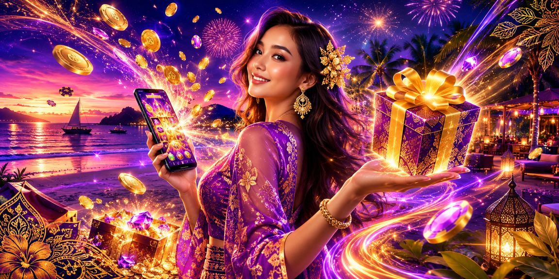 Mesin slot dengan tema Langkawi berwarna ungu